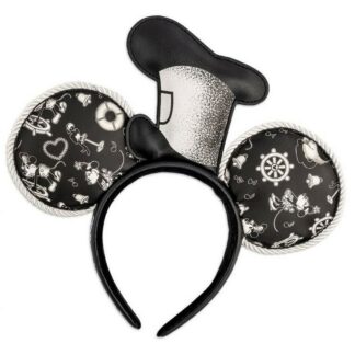 Disney loungefly Headband Steamboat Willie Applique Hat Rope Piping Ears