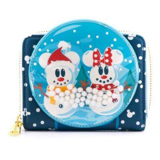 Disney Loungefly Wallet Snowman Minnie Mickey Snow GLobe